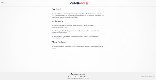 Security scan screenshot of https://chronoodle-develop.pages.dev/contact