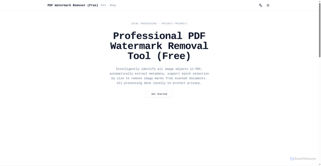 Security scan screenshot of https://pdf-watermark-remover-1kput8v5mj.edgeone.dev/