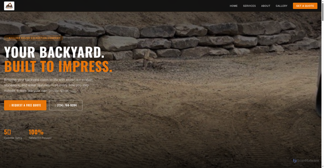 Security scan screenshot of http://boulderboundexcavation.com/