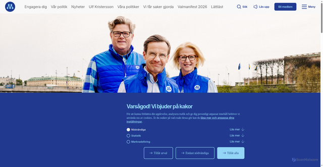 Security scan screenshot of https://moderaterna.se