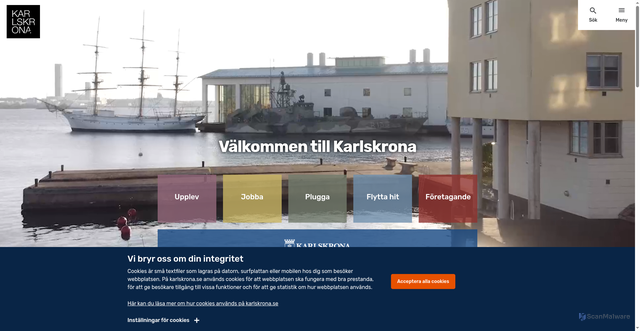 Security scan screenshot of https://www.karlskrona.se/