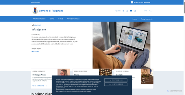 Security scan screenshot of https://www.comune.arzignano.vi.it/