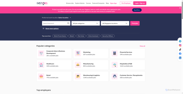 Security scan screenshot of https://fastjobs.sg