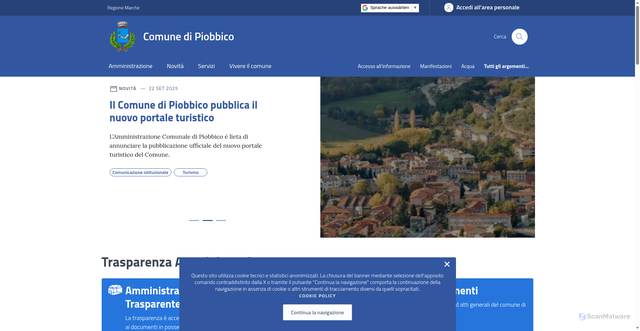 Security scan screenshot of https://comune.piobbico.pu.it/