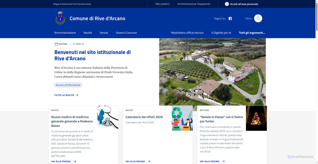 Security scan screenshot of https://www.comune.rivedarcano.ud.it/