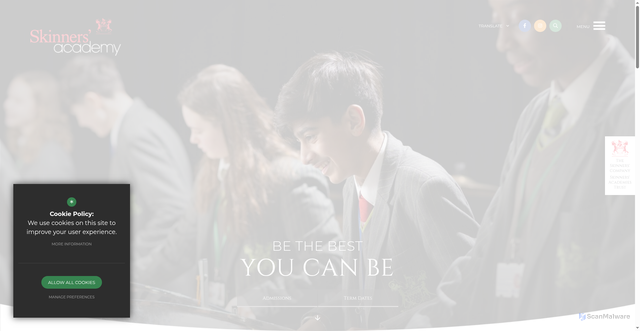 Security scan screenshot of https://www.skinnersacademy.org.uk/