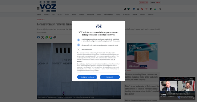 Security scan screenshot of https://voz.us/en/politics/260608/36385/kennedy-center-removes-trump-s-name-from-website-but-keeps-it-on-facade.html