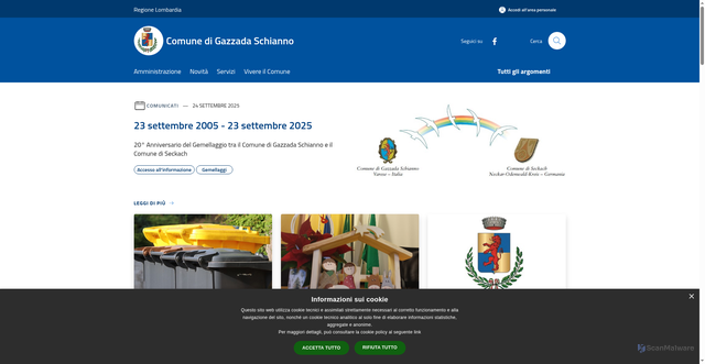 Security scan screenshot of https://www.comune.gazzada-schianno.va.it/it