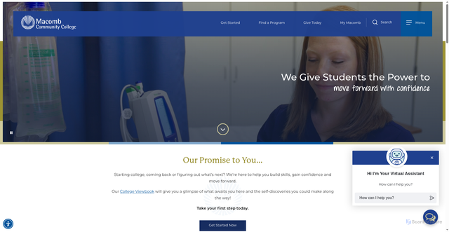 Security scan screenshot of https://macomb.edu