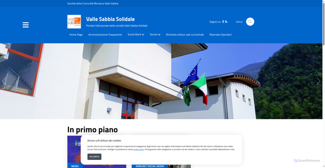 Security scan screenshot of https://www.vallesabbiasolidale.it