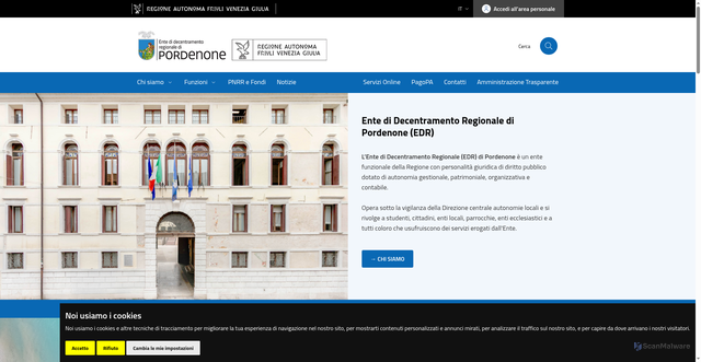 Security scan screenshot of https://www.pordenone.edrfvg.it