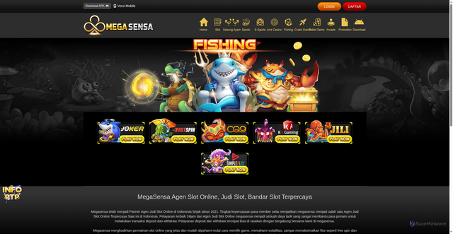 Security scan screenshot of https://138megasensa.com/desktop/game/fishing/fastspin