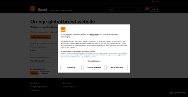 Security scan screenshot of https://brand.orange.com/en/brand-basics/the-orange-brand