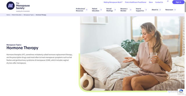 Security scan screenshot of https://menopause.org/patient-education/menopause-topics/hormone-therapy
