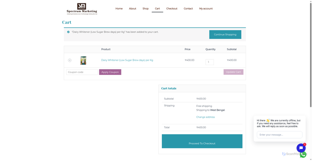 Security scan screenshot of https://onlinespectrummarketing.com/?add-to-cart=1595