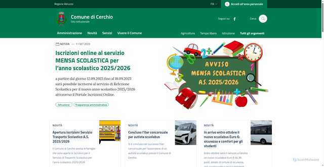 Security scan screenshot of https://www.comunedicerchio.it/