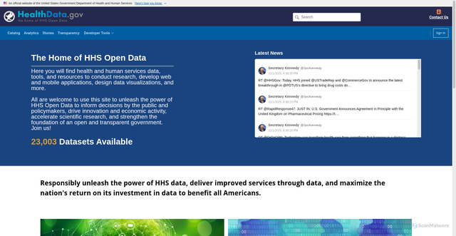 Security scan screenshot of https://healthdata.gov/