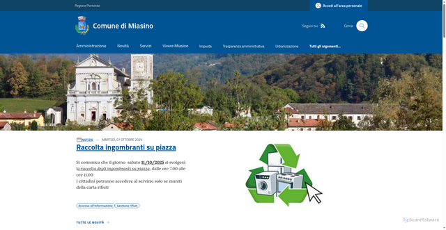 Security scan screenshot of https://www.comune.miasino.no.it/