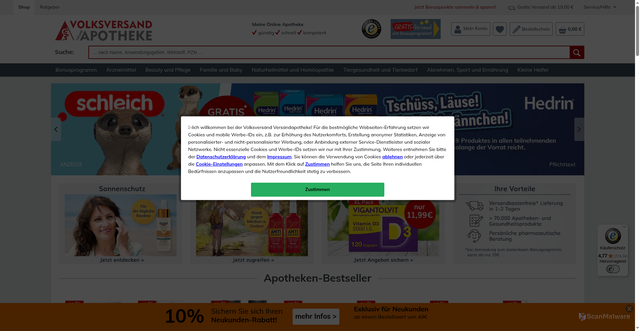 Security scan screenshot of https://volksversand.de