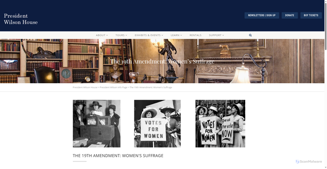 Security scan screenshot of https://woodrowwilsonhouse.org/wilson-topics/the-19-amendment-2/