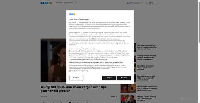 Security scan screenshot of https://www.rtl.nl/nieuws/video/video/2b1c3668-d5bb-4c41-a9b0-58dc073bcd65/trump-tikt-de-80-aan-maar-zorgen-over-zijn