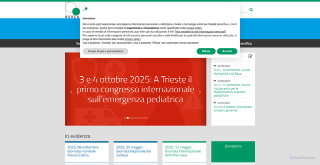 Security scan screenshot of https://www.burlo.trieste.it/