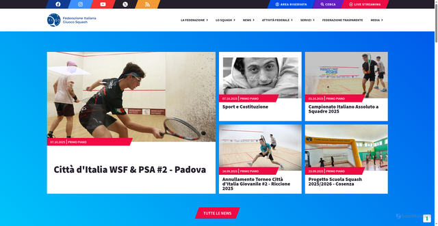 Security scan screenshot of https://www.federsquash.it/