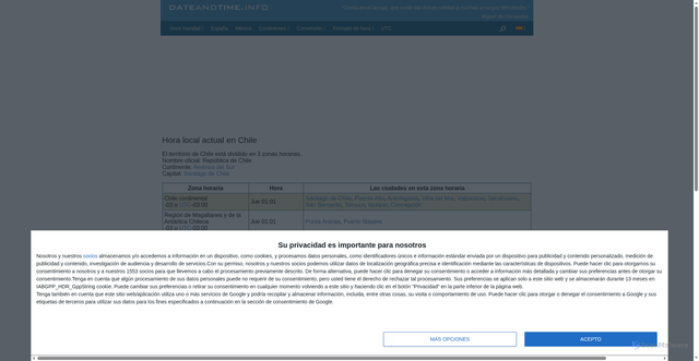 Security scan screenshot of https://dateandtime.info/es/country.php?code=CL