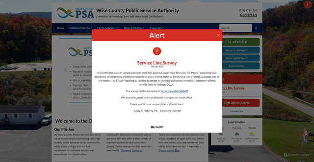 Security scan screenshot of https://wisecountypsa.org/