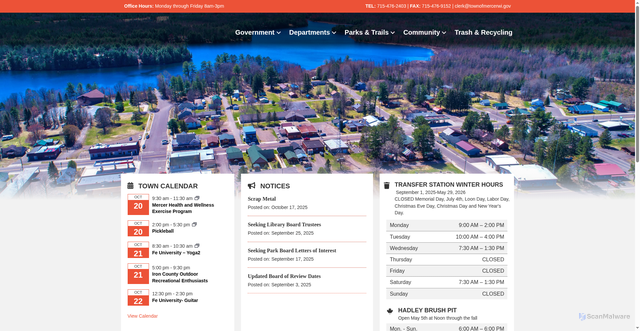 Security scan screenshot of https://www.townofmercer.com/
