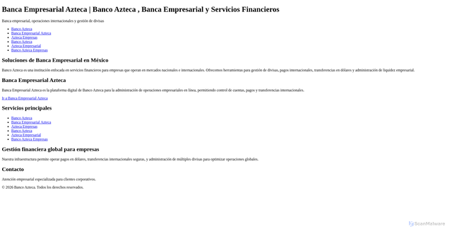 Security scan screenshot of https://banca-empresarial-azteca.com/