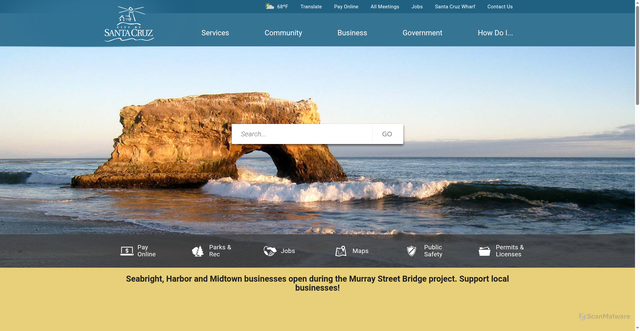 Security scan screenshot of https://www.cityofsantacruz.com/