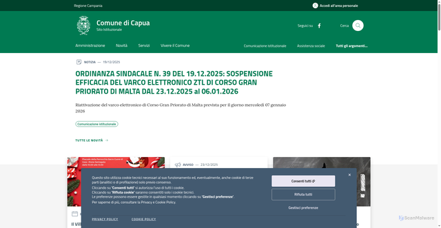 Security scan screenshot of https://www.comune.capua.ce.it/