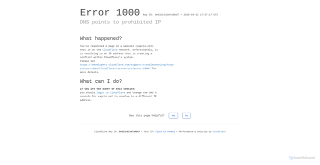 Security scan screenshot of https://xaprio.net