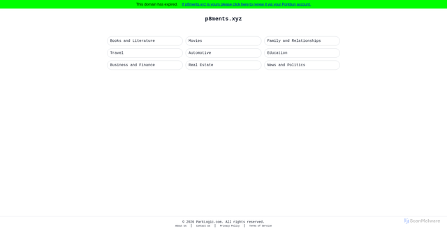 Security scan screenshot of https://p8ments.xyz