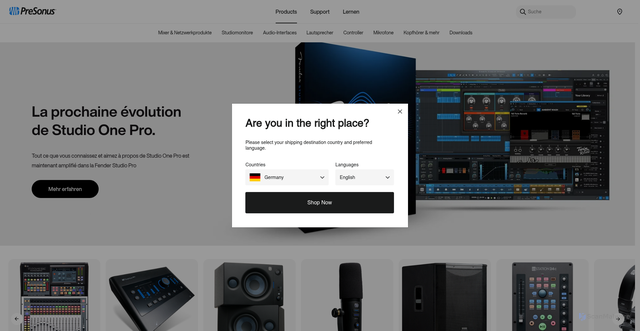 Security scan screenshot of https://presonus.com