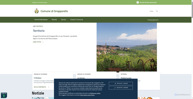 Security scan screenshot of https://www.comune.gropparello.pc.it/