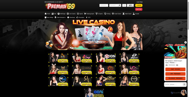 Security scan screenshot of https://apk1preman69.xyz/desktop/game/livecasino/we