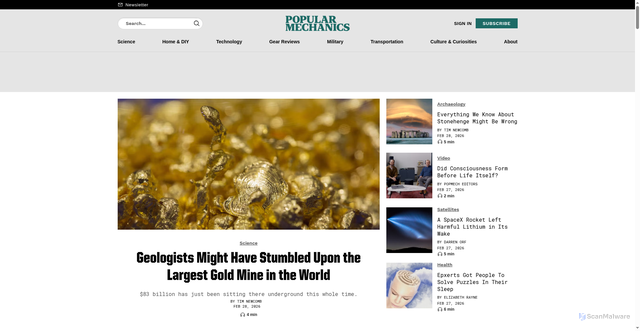 Security scan screenshot of https://popularmechanics.com