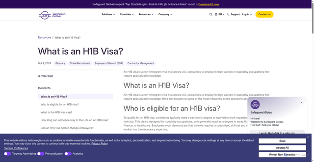 Security scan screenshot of https://www.safeguardglobal.com/resources/glossary/what-is-an-h1b-visa/