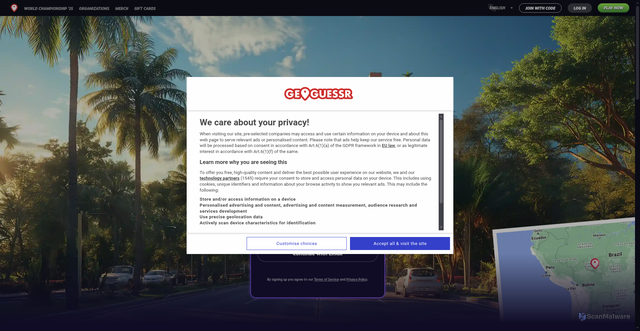 Security scan screenshot of https://www.geoguessr.com/