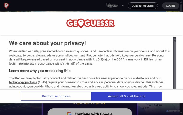 Security scan screenshot of https://www.geoguessr.com/