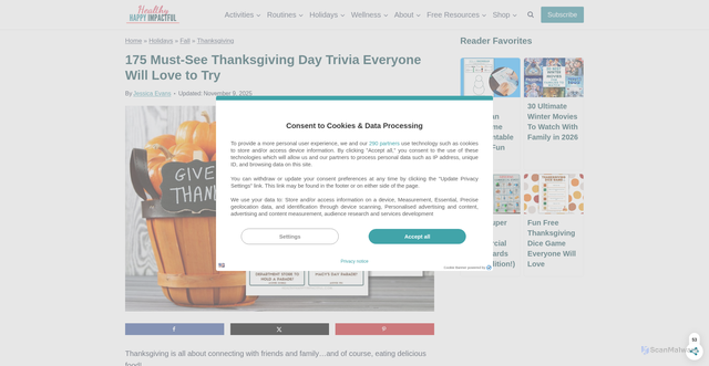 Security scan screenshot of https://healthyhappyimpactful.com/thanksgiving-trivia/