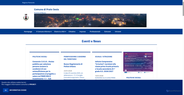 Security scan screenshot of https://www.comune.prato-sesia.no.it/hh/index.php