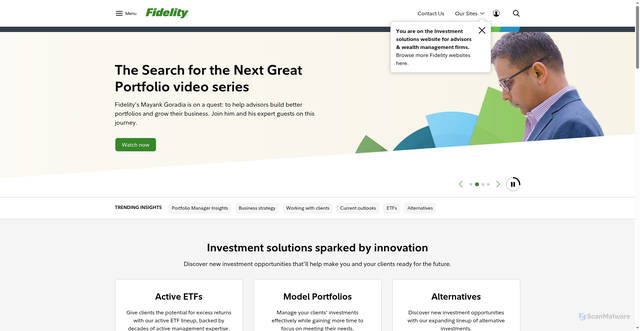 Security scan screenshot of https://institutional.fidelity.com/