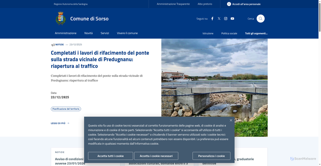 Security scan screenshot of https://www.comune.sorso.ss.it/