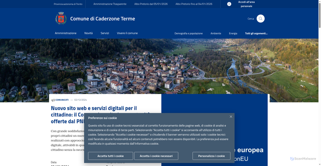 Security scan screenshot of https://www.comune.caderzoneterme.tn.it