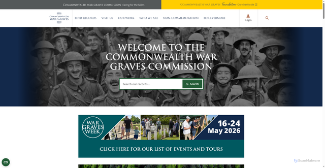 Security scan screenshot of https://www.cwgc.org