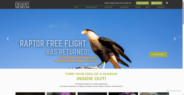 Security scan screenshot of https://www.desertmuseum.org/