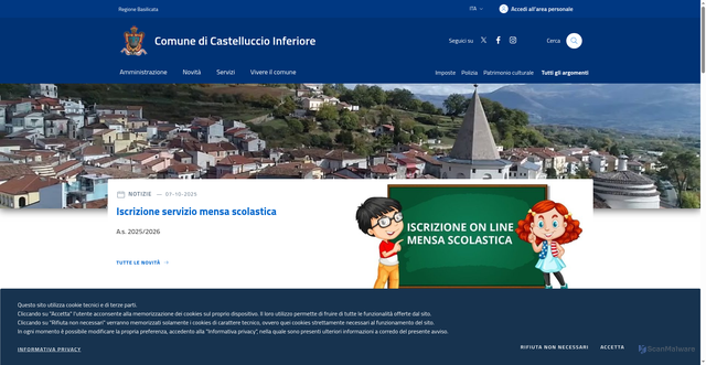 Security scan screenshot of https://www.comune.castelluccioinferiore.pz.it/